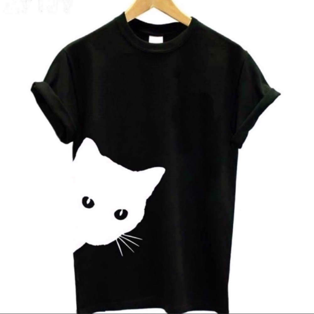 CAT LOVERS BLACK & WHITE COTTON T-SHIRT